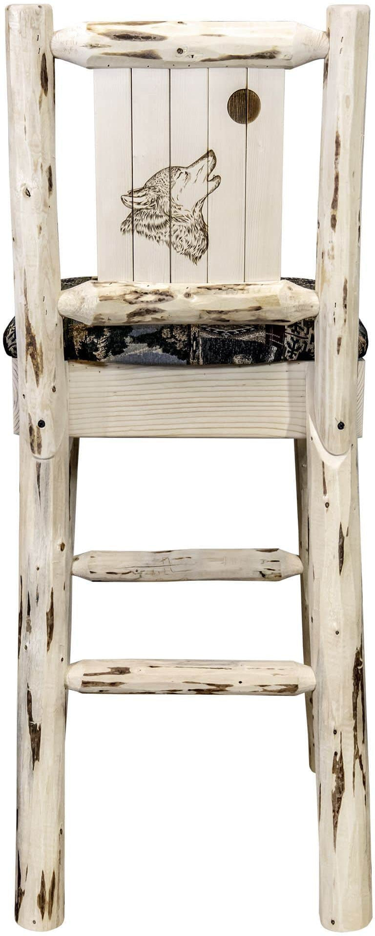 Montana Woodworks Montana Kollektion Barstool Woodland Polsterung mit Lasergravur Design - Klare Lackierung Finish