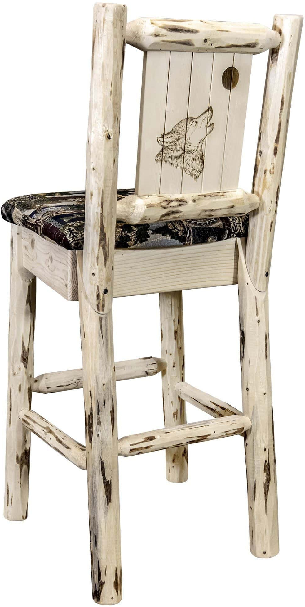 Montana Woodworks Montana Kollektion Barstool Woodland Polsterung mit Lasergravur Design - Klare Lackierung Finish