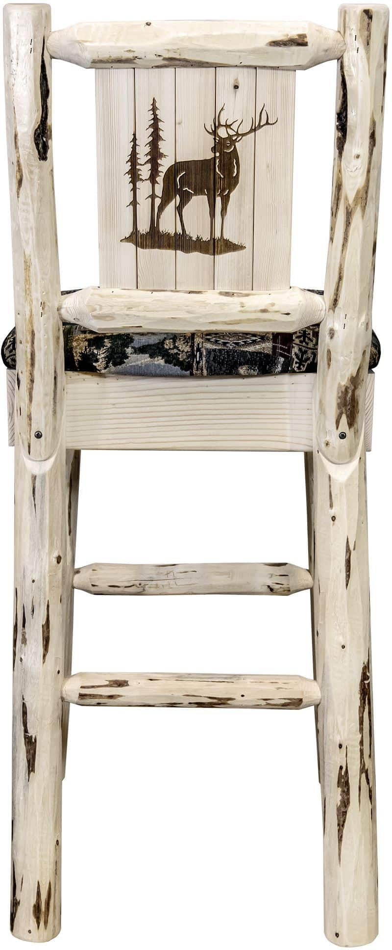 Montana Woodworks Montana Kollektion Barstool Woodland Polsterung mit Lasergravur Design - Bereit zum Abschluss