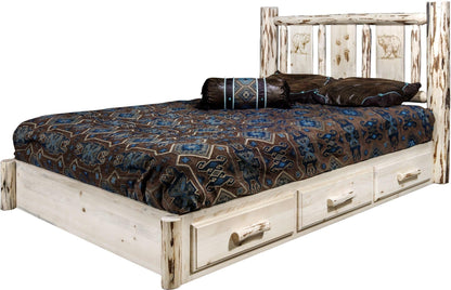 Montana Woodworks Montana Kollektion Vollständige Speicherplattform mit Lasergravur-Design - Klare Lackierung