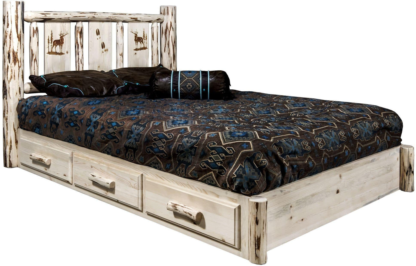 Montana Woodworks Montana Kollektion Vollständige Speicherplattform mit Lasergravur-Design - Klare Lackierung