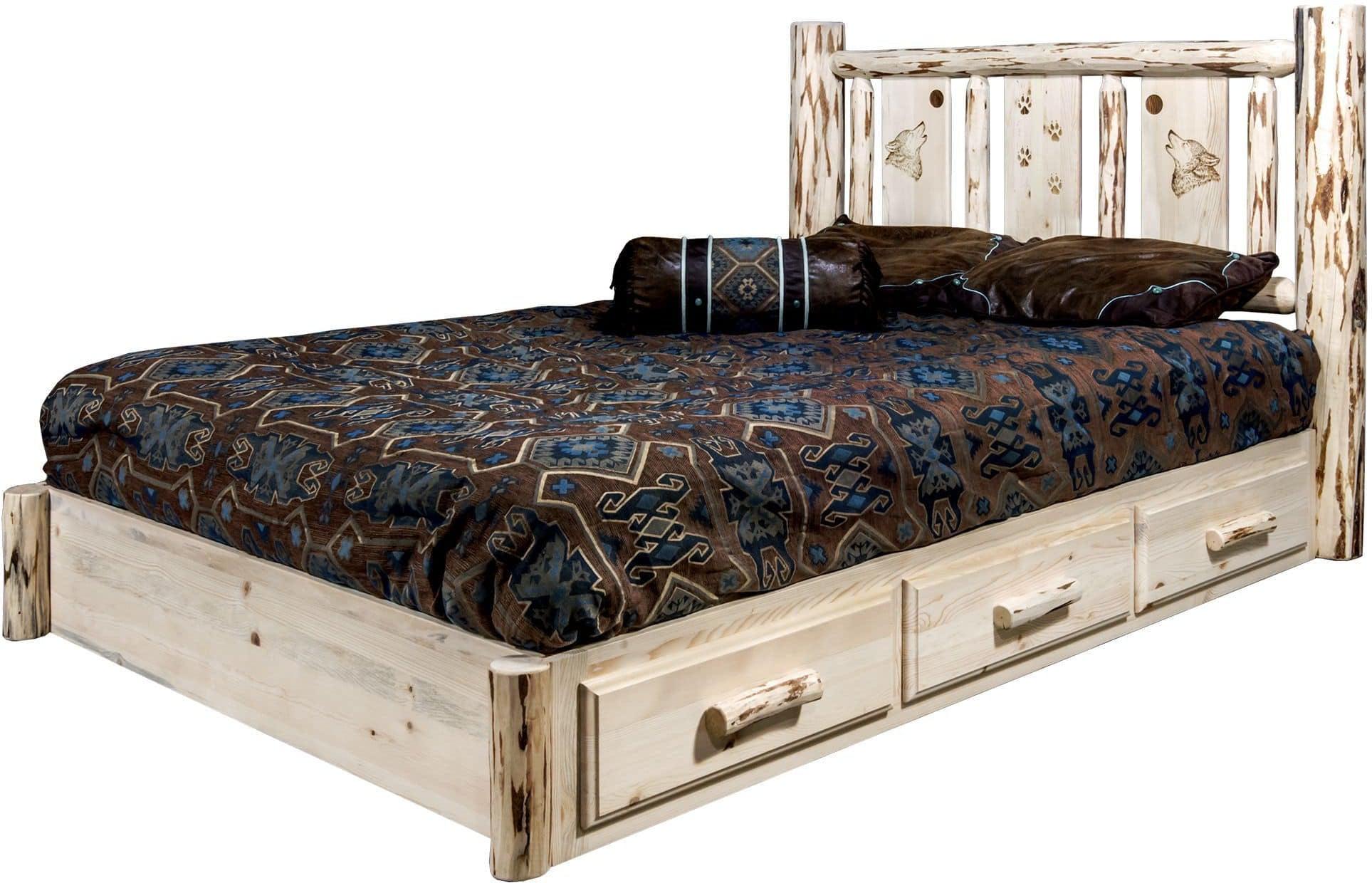 Montana Woodworks Montana Kollektion Vollständige Speicherplattform mit Lasergravur-Design - Klare Lackierung