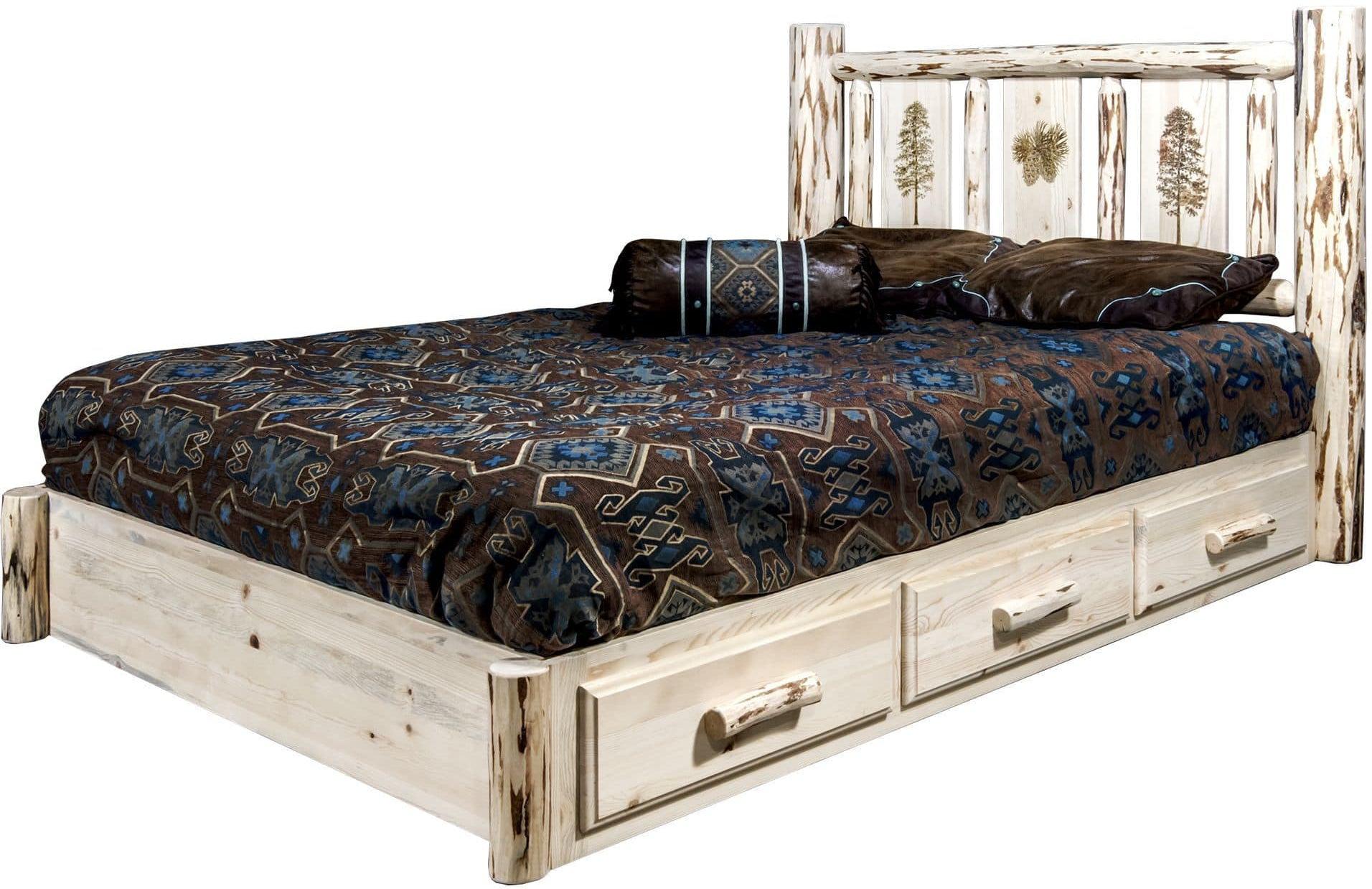 Montana Woodworks Montana Kollektion Vollständige Speicherplattform mit Lasergravur-Design - Klare Lackierung