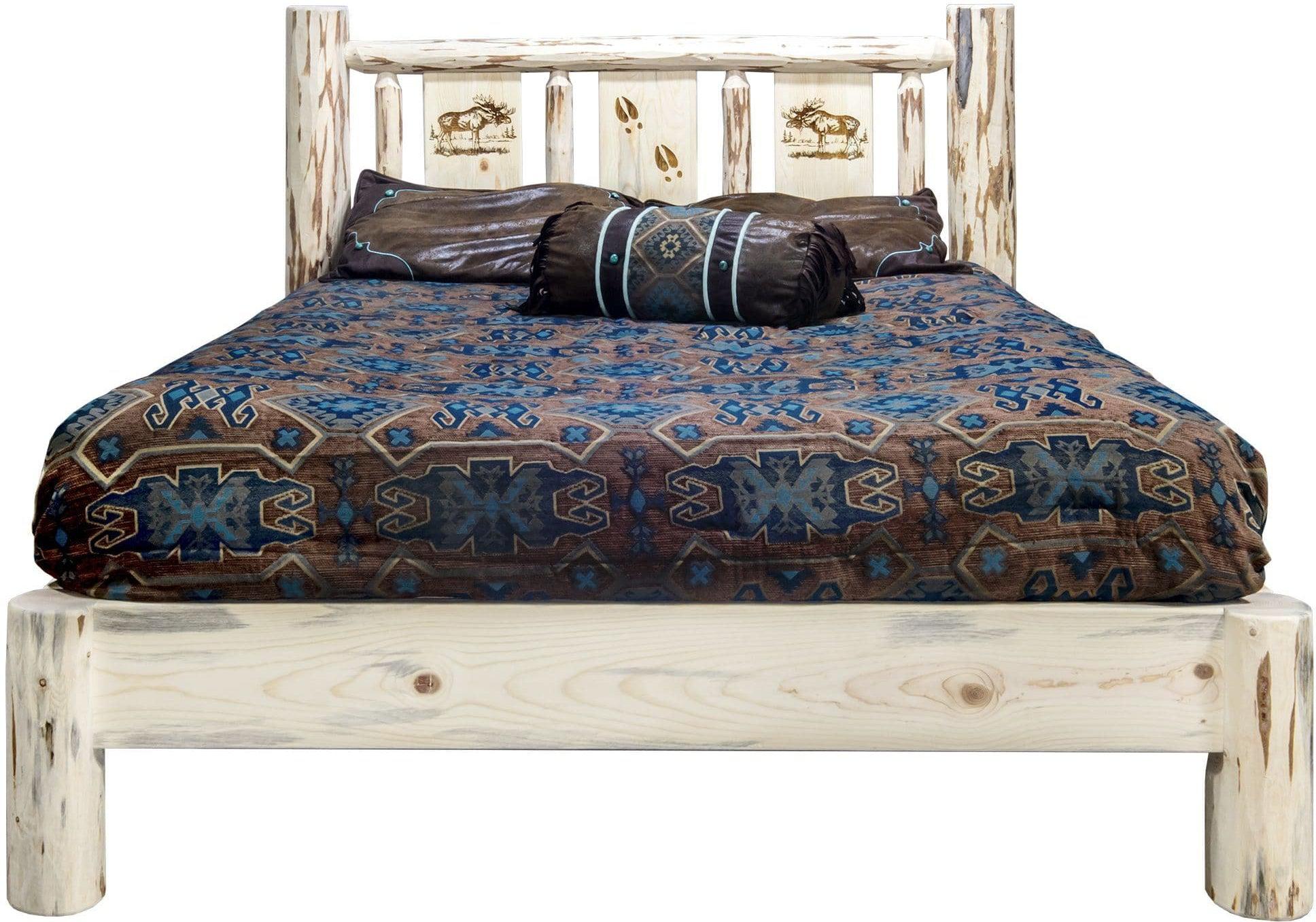Montana Woodworks Montana Kollektion California King Plattform Bett mit Lasergravur Design - Klare Lacquer Finish