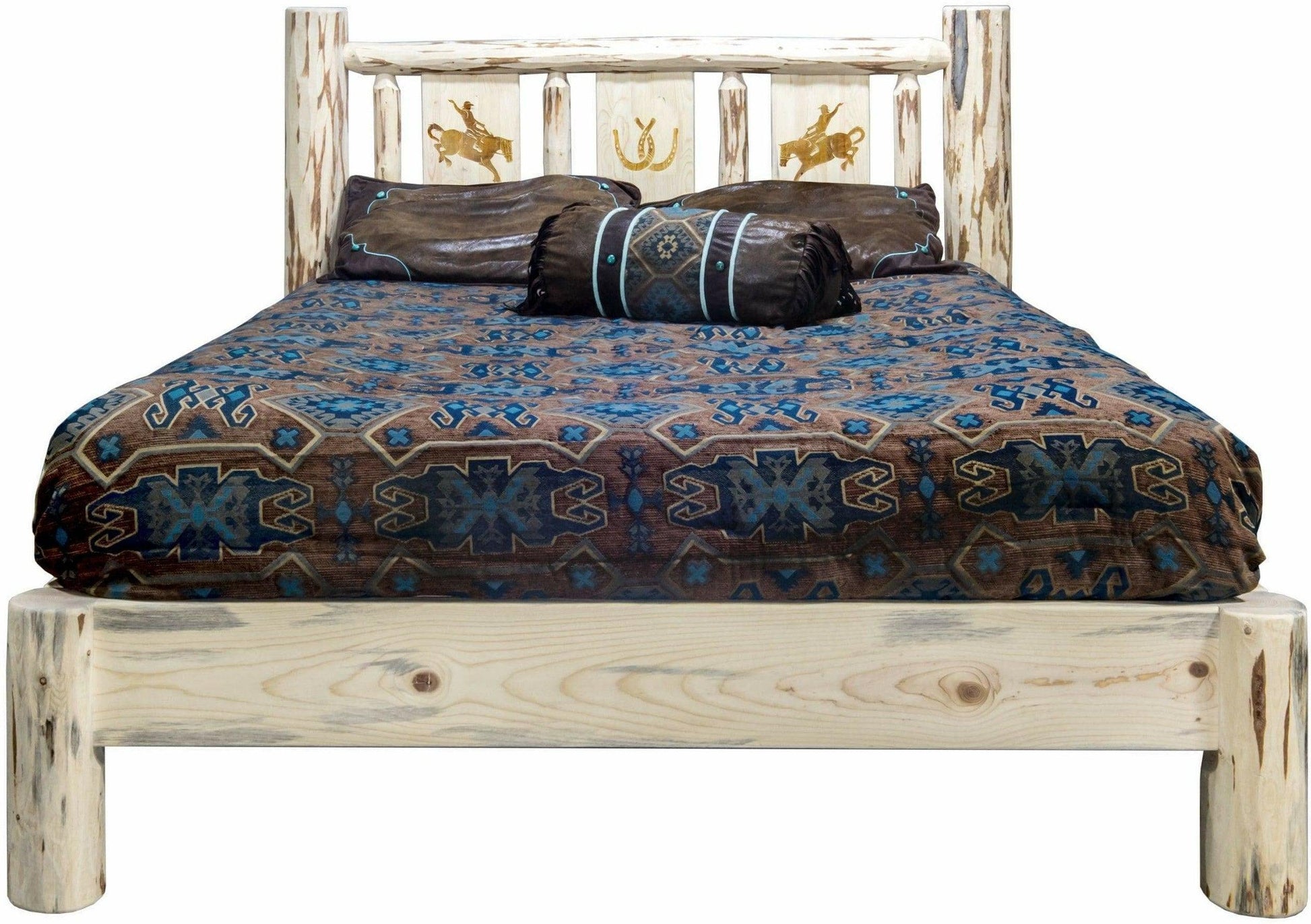 Montana Woodworks Montana Kollektion California King Plattform Bett mit Lasergravur Design - Klare Lacquer Finish