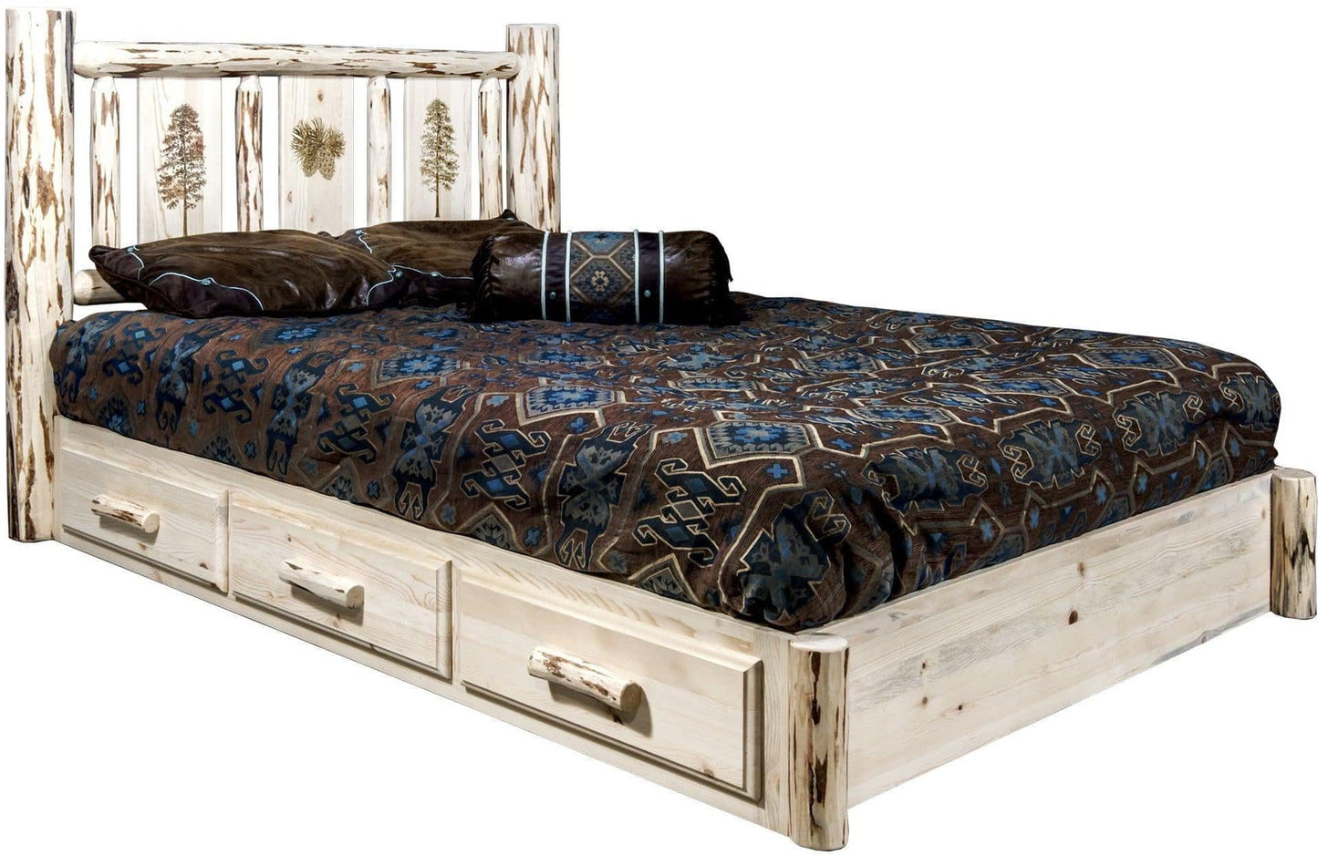 Montana Woodworks Montana Kollektion King Lagerplattform mit Lasergravur - Klares Lacquer Finish