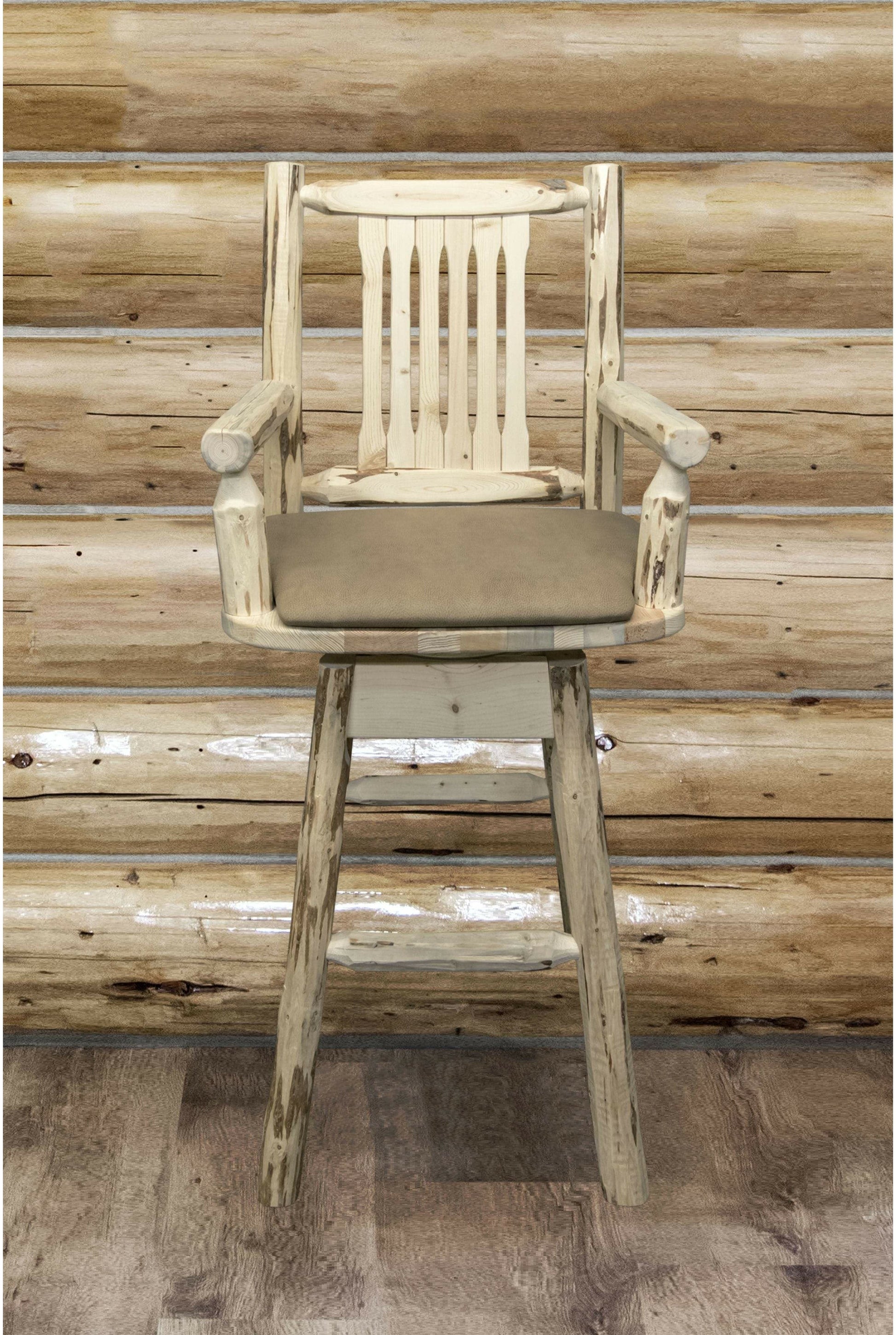 Montana Woodworks Montana Kollektion Kapitänshocker mit Rücken / Schwenk / Polstersitz