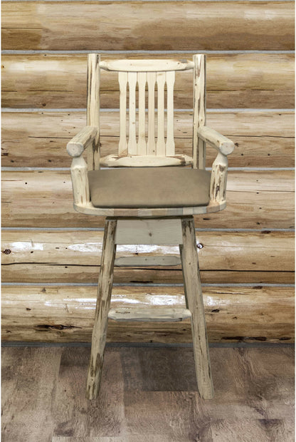 Montana Woodworks Montana Kollektion Kapitänshocker mit Rücken / Schwenk / Polstersitz