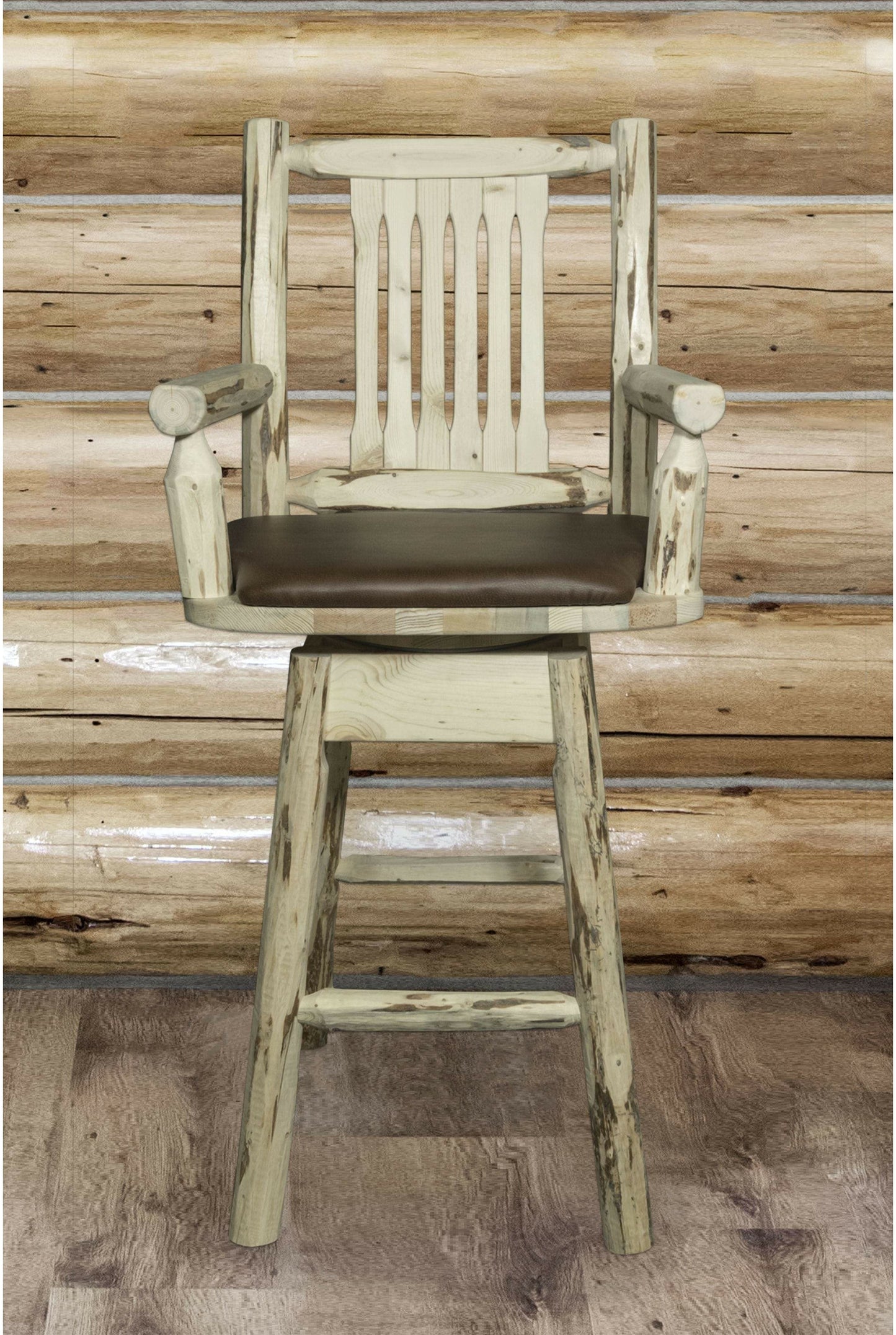 Montana Woodworks Montana Kollektion Kapitänshocker mit Rücken / Schwenk / Polstersitz
