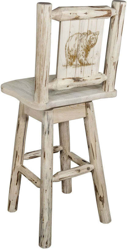Montana Woodworks Montana Kollektion Counter Height Barshocker mit Rücken & Swivel und Laser Gravur - Bereit zum Abschluss