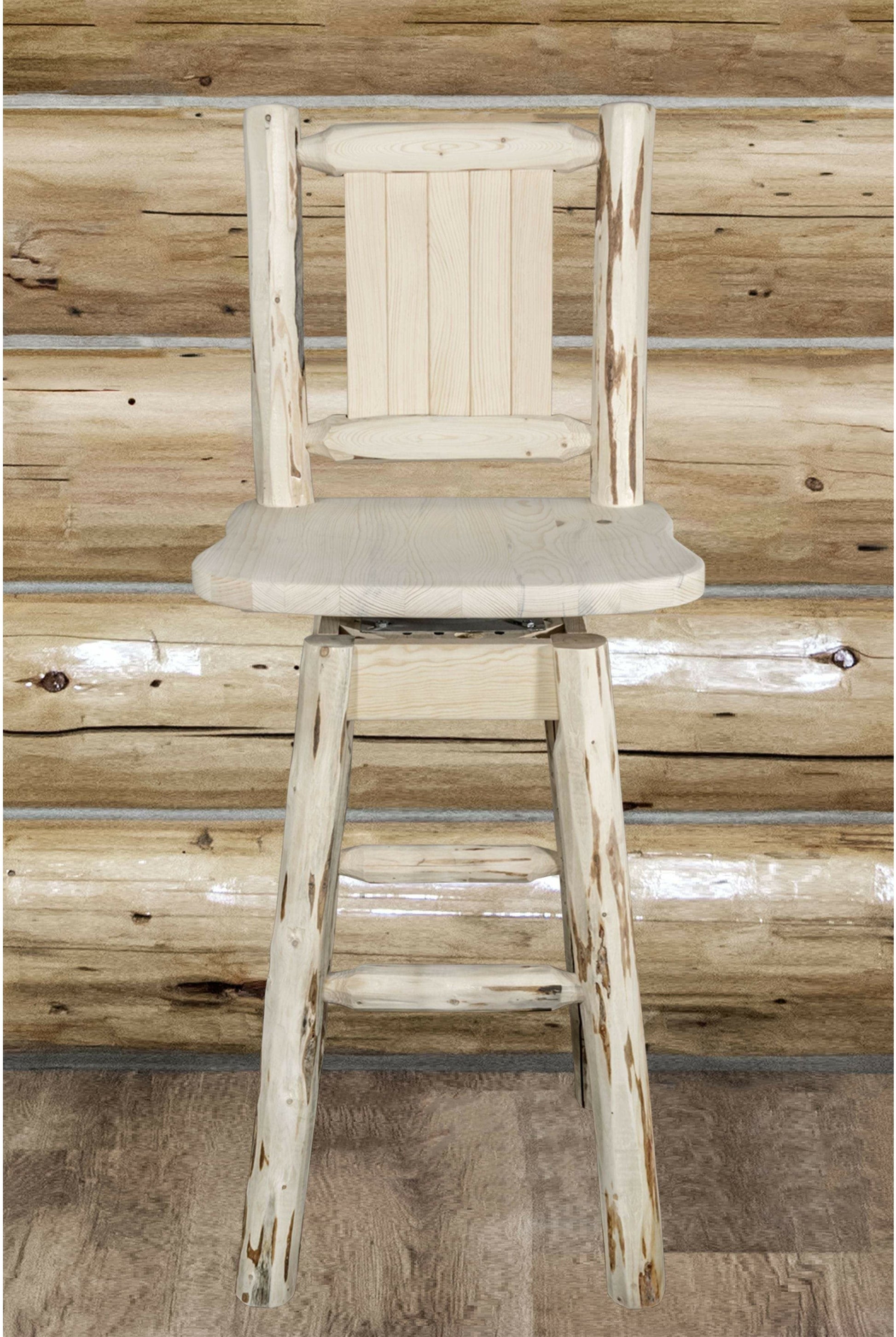 Montana Woodworks Montana Kollektion Counter Height Barshocker mit Rücken & Swivel und Laser Gravur - Bereit zum Abschluss