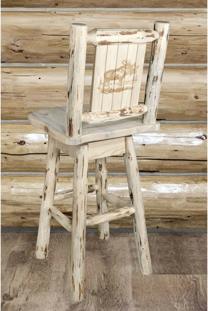 Montana Woodworks Montana Kollektion Counter Height Barshocker mit Rücken & Swivel und Laser Gravur - Bereit zum Abschluss