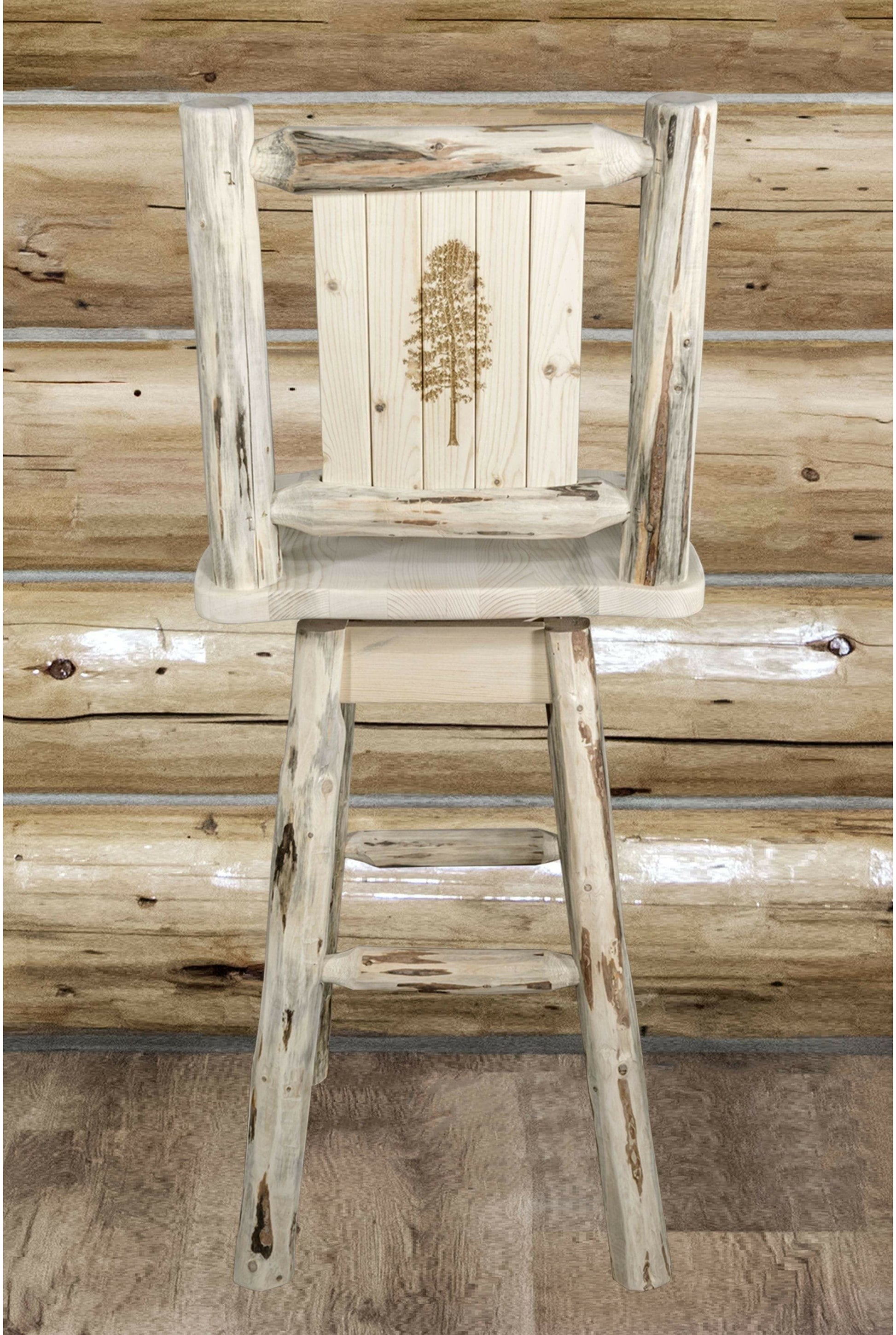 Montana Woodworks Montana Kollektion Counter Height Barshocker mit Rücken & Swivel und Laser Gravur - Bereit zum Abschluss