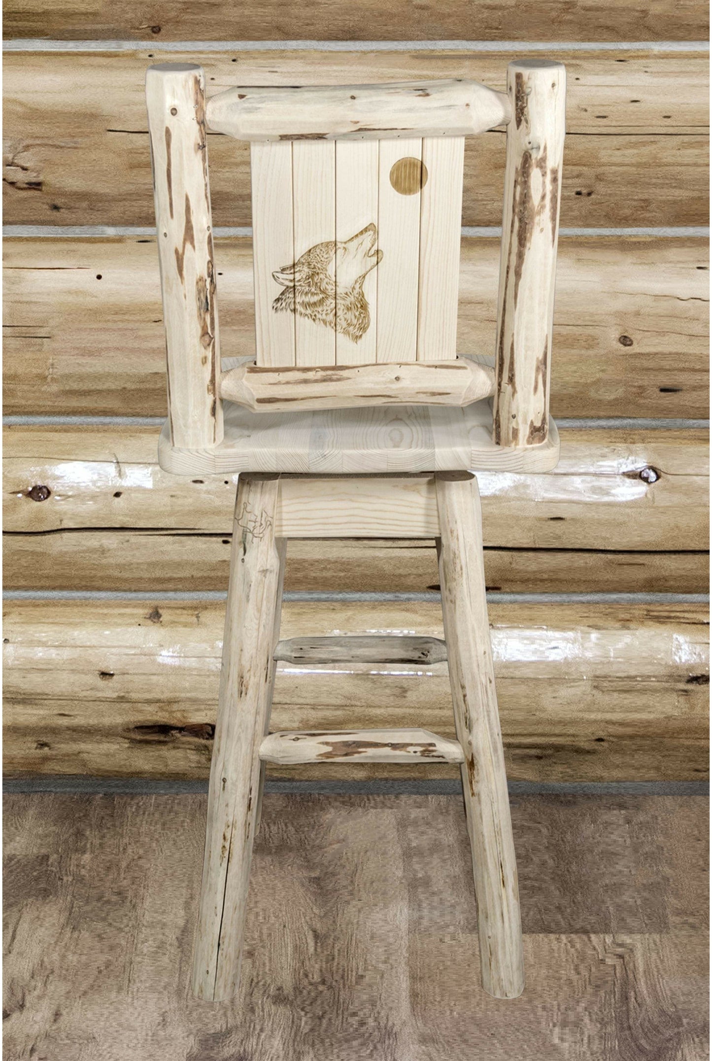 Montana Woodworks Montana Kollektion Counter Height Barshocker mit Rücken & Swivel und Laser Gravur - Bereit zum Abschluss