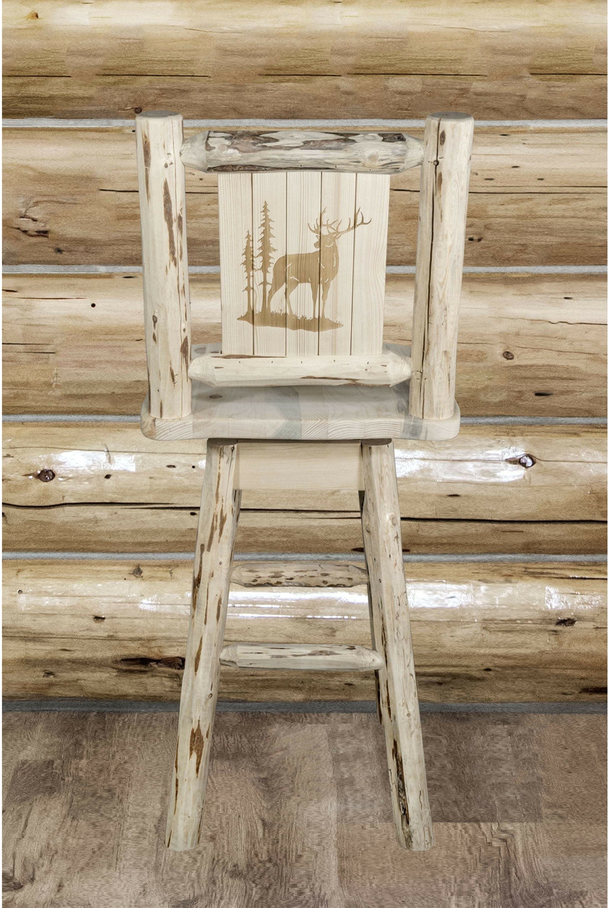 Montana Woodworks Montana Kollektion Counter Height Barshocker mit Rücken & Swivel und Laser Gravur - Bereit zum Abschluss