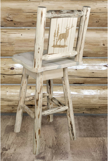 Montana Woodworks Montana Kollektion Counter Height Barshocker mit Rücken & Swivel und Laser Gravur - Bereit zum Abschluss