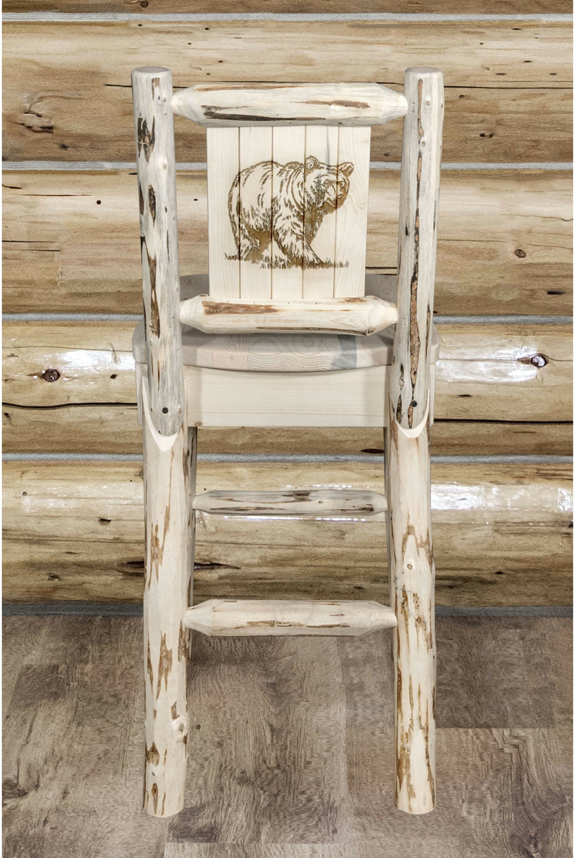 Montana Woodworks Montana Kollektion Counter Height Barshocker mit Lasergravur Design - Klarer Lack Finish