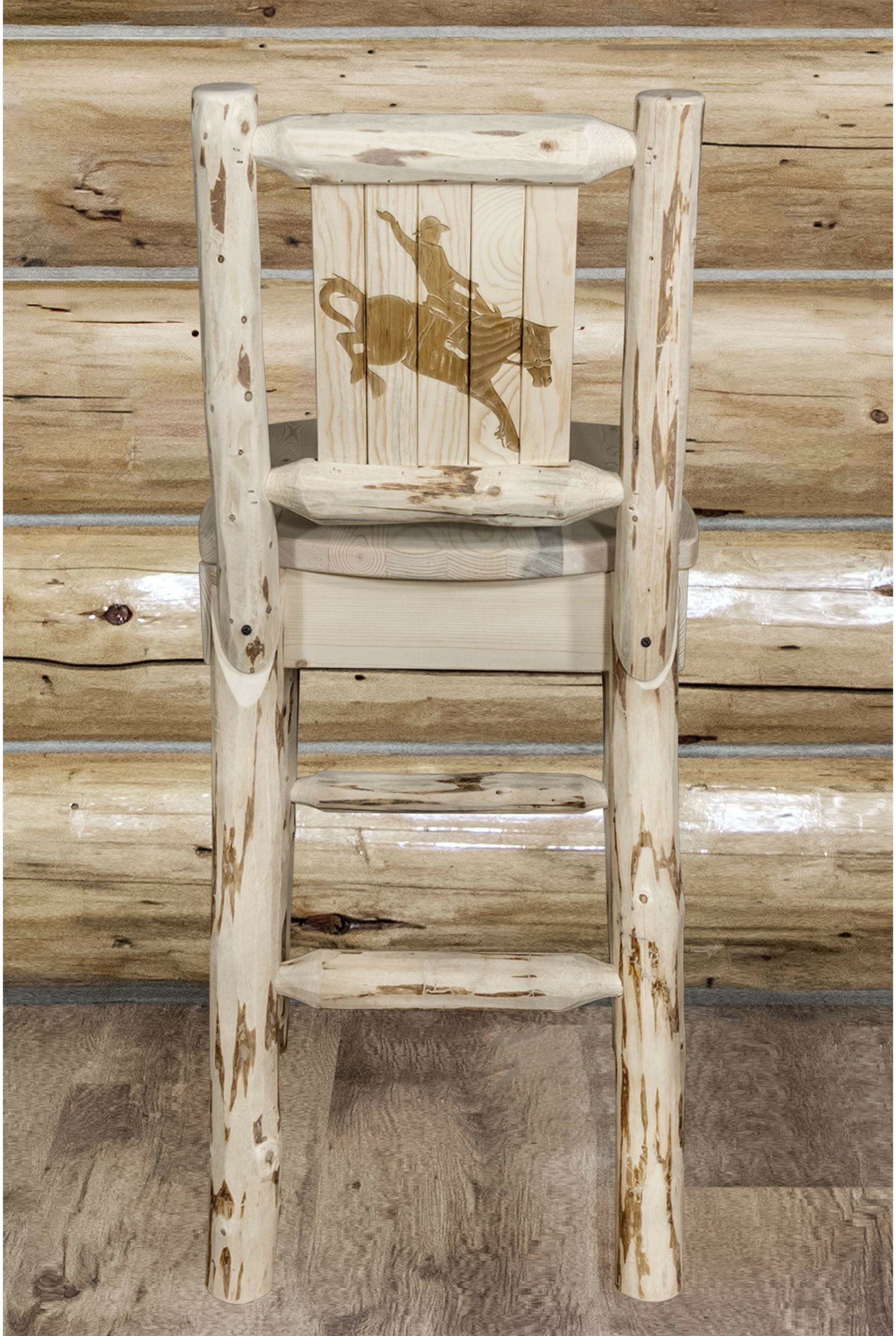 Montana Woodworks Montana Kollektion Counter Height Barshocker mit Lasergravur Design - Klarer Lack Finish