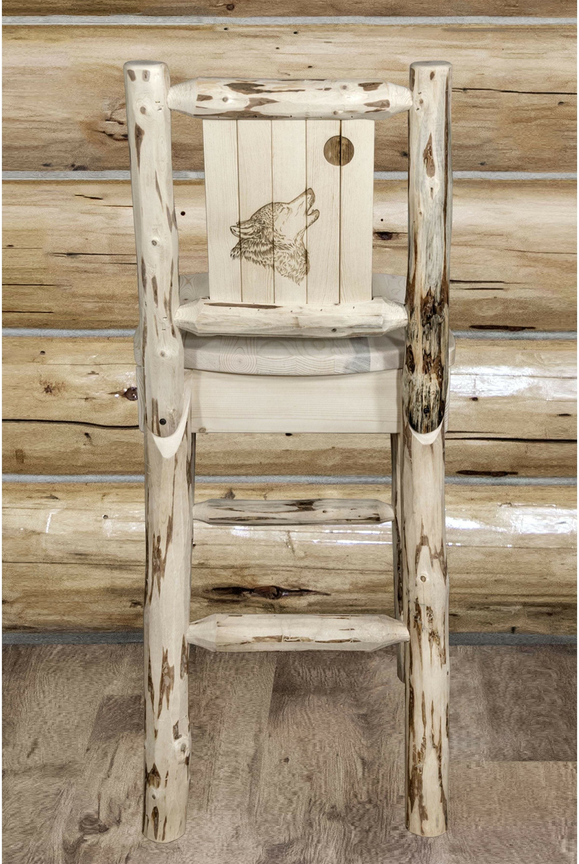 Montana Woodworks Montana Kollektion Counter Height Barshocker mit Lasergravur Design - Klarer Lack Finish