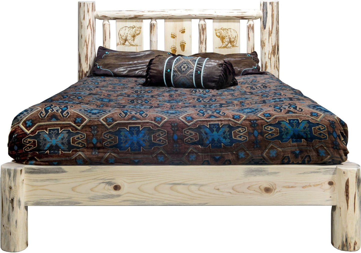 Montana Woodworks Montana Kollektion Volle Plattform Bett mit Laser Gravur Design - Klare Lacquer Finish