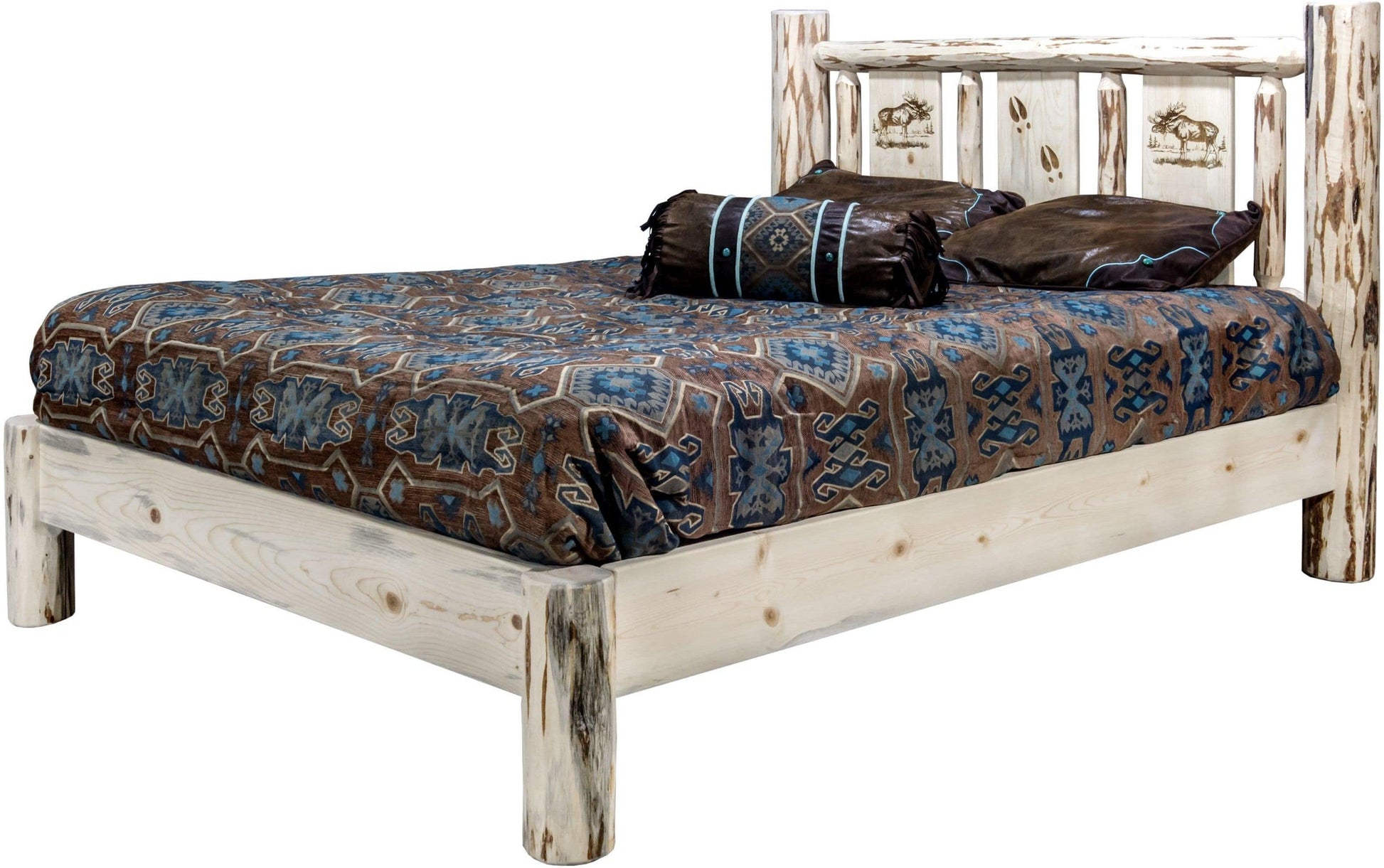 Montana Woodworks Montana Kollektion Volle Plattform Bett mit Laser Gravur Design - Klare Lacquer Finish