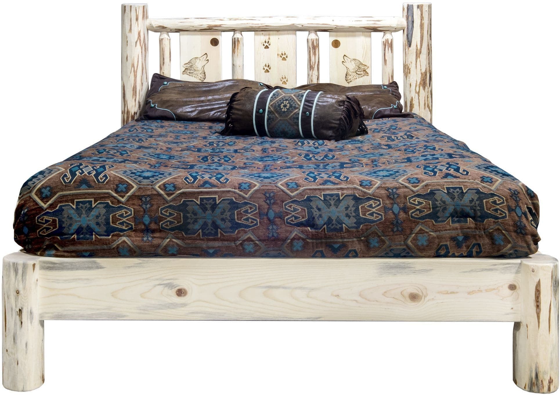 Montana Woodworks Montana Kollektion Volle Plattform Bett mit Laser Gravur Design - Klare Lacquer Finish
