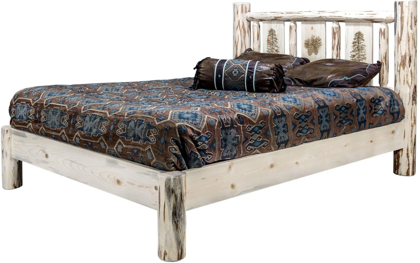 Montana Woodworks Montana Kollektion Volle Plattform Bett mit Laser Gravur Design - Klare Lacquer Finish
