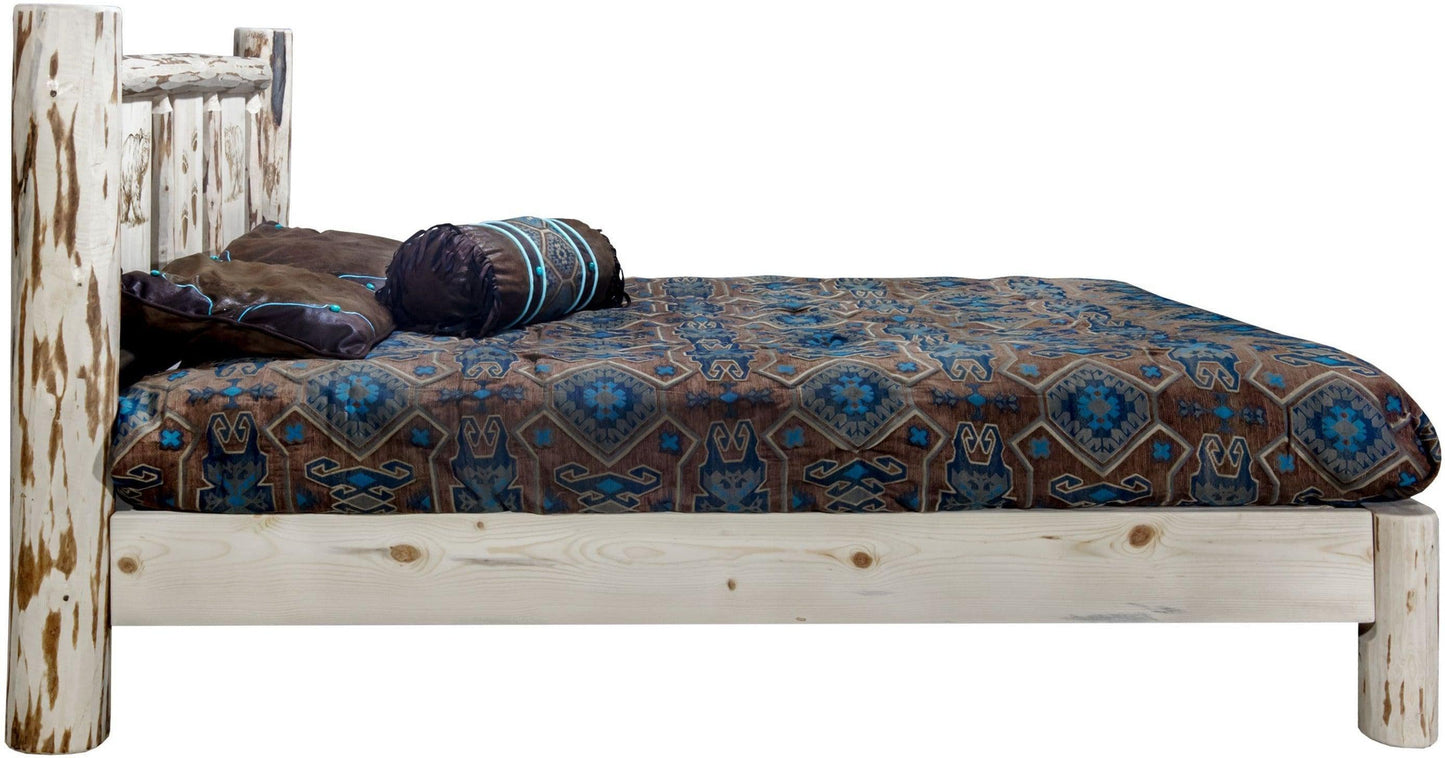 Montana Woodworks Montana Kollektion King Plattformbett mit Lasergravur - Klares Lacquer Finish