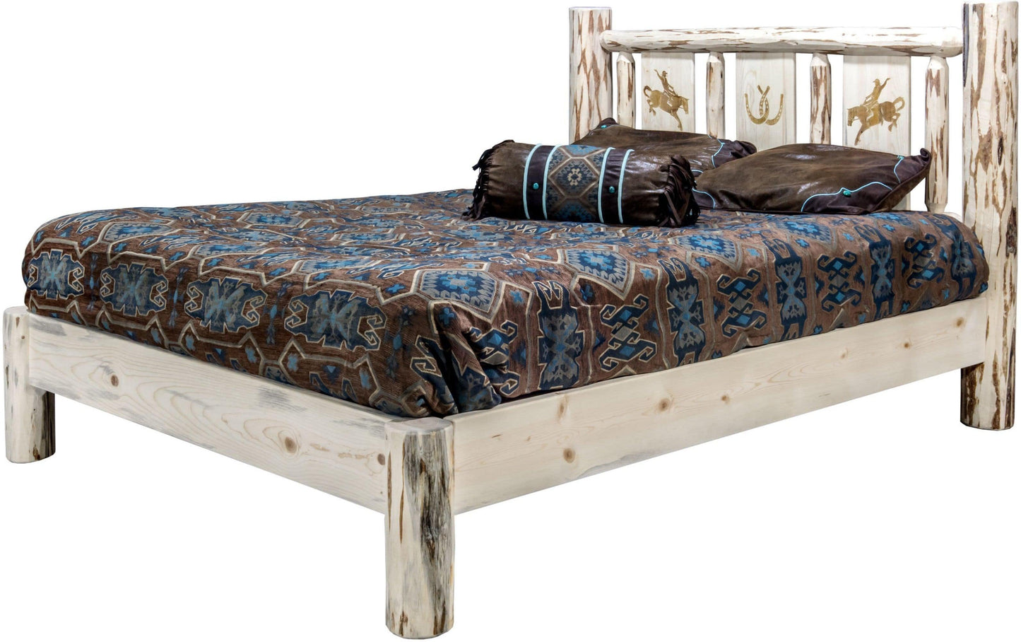 Montana Woodworks Montana Kollektion King Plattformbett mit Lasergravur - Klares Lacquer Finish