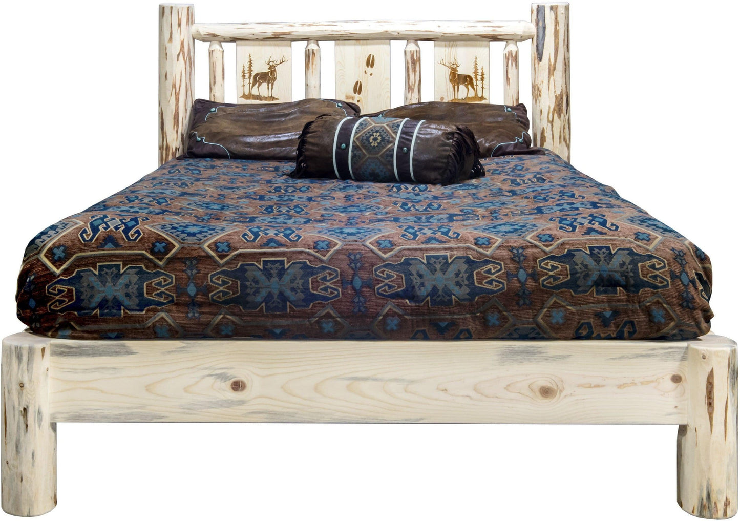 Montana Woodworks Montana Kollektion King Plattformbett mit Lasergravur - Klares Lacquer Finish