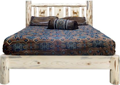 Montana Woodworks Montana Kollektion King Plattformbett mit Lasergravur - Klares Lacquer Finish