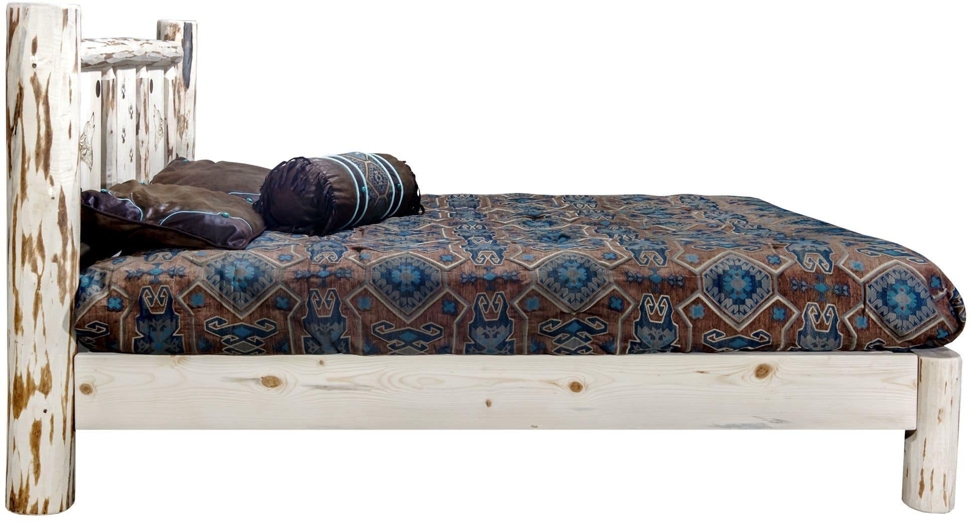 Montana Woodworks Montana Kollektion King Plattformbett mit Lasergravur - Klares Lacquer Finish