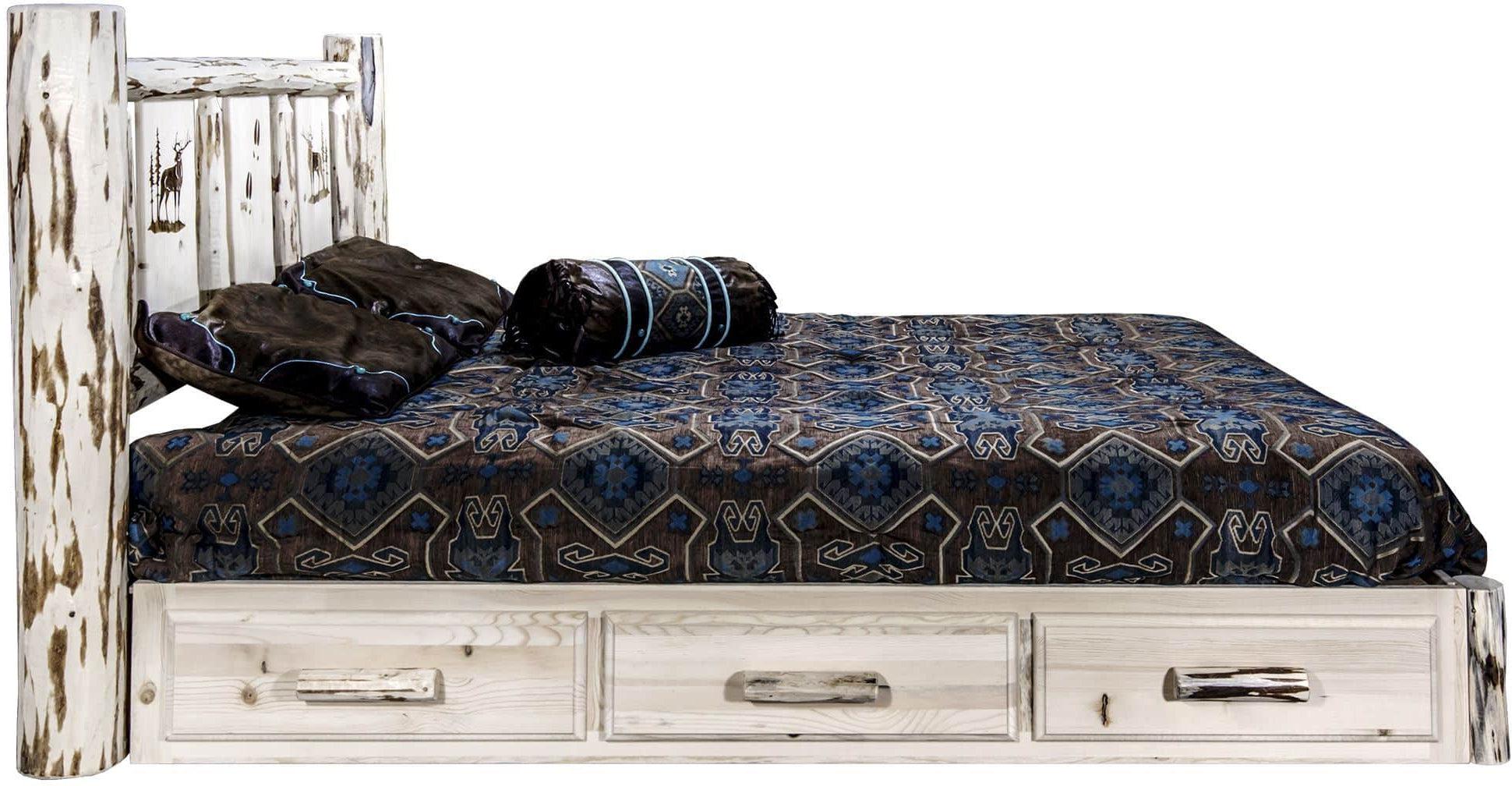 Montana Woodworks Montana Kollektion Queen Storage Platform Bett mit Lasergravur - Bereit zum Abschluss