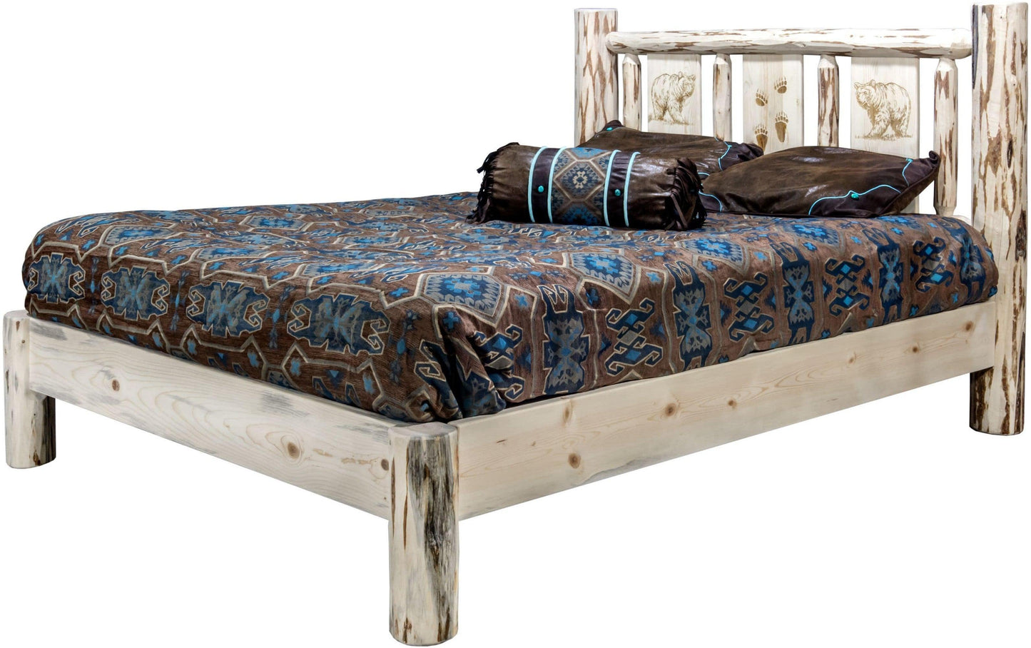 Montana Woodworks Montana Kollektion Doppelbett mit Lasergravur - Klares Lack Finish