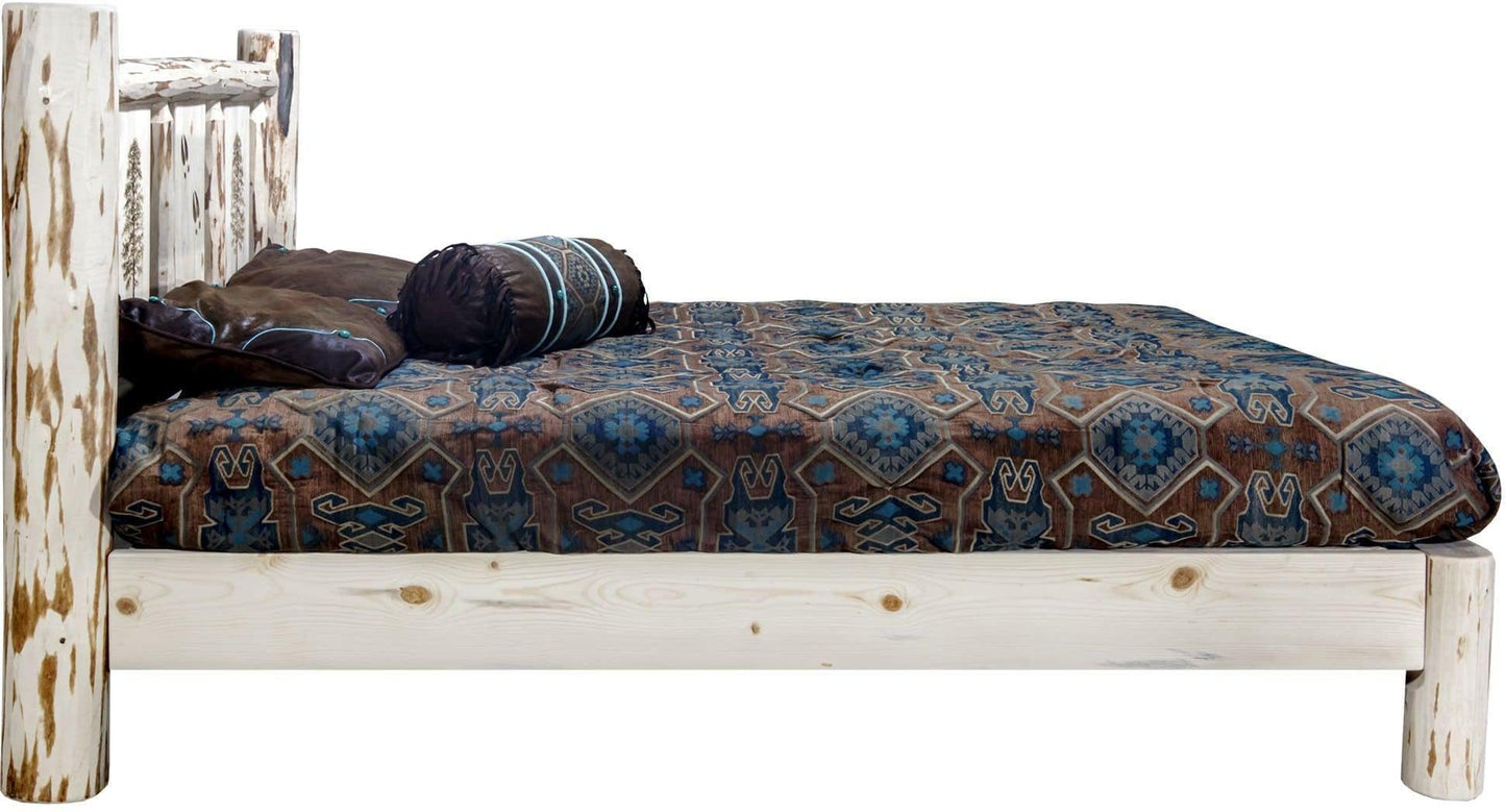 Montana Woodworks Montana Kollektion Doppelbett mit Lasergravur - Klares Lack Finish