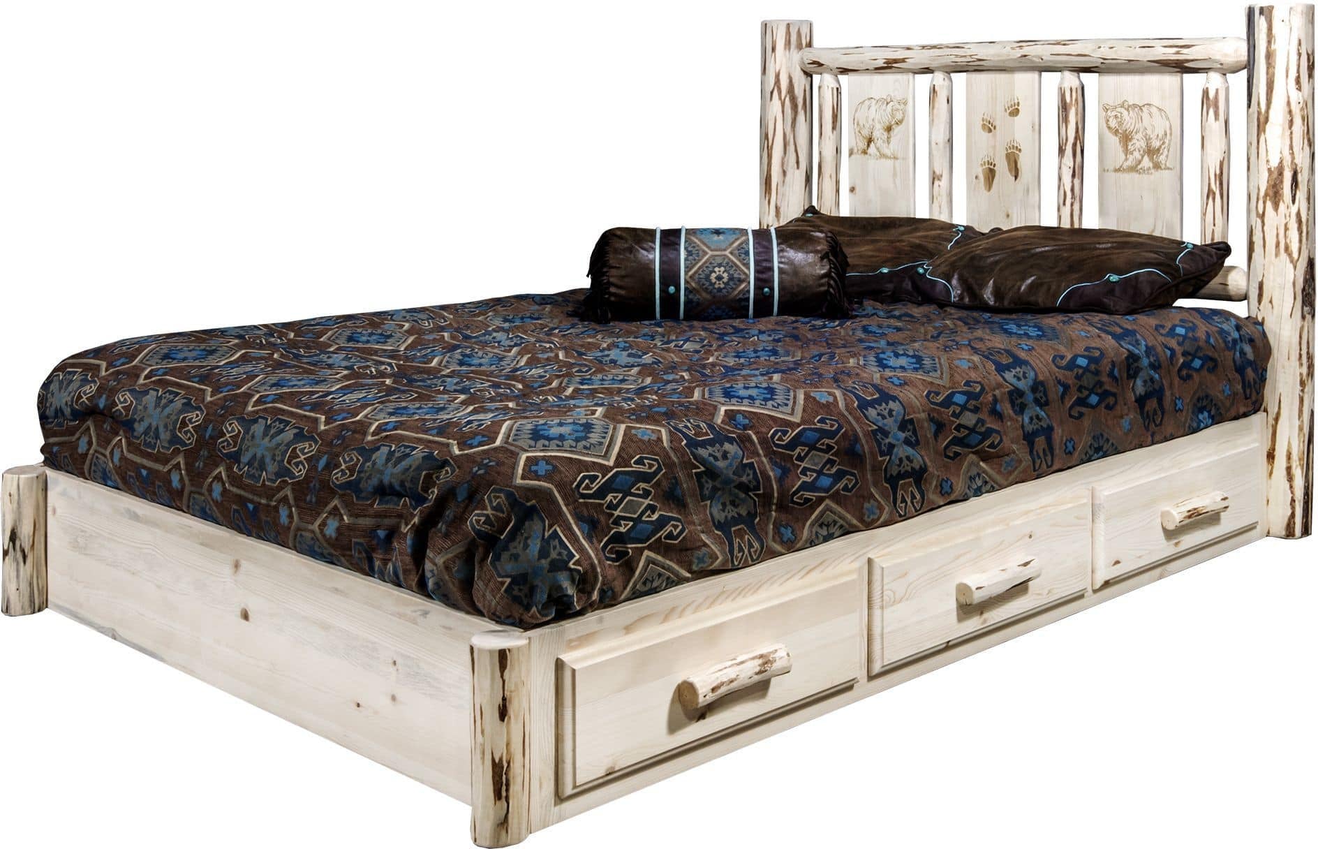 Montana Woodworks Montana Kollektion Twin Storage Platform Bett mit Lasergravur Design - Bereit zum Abschluss