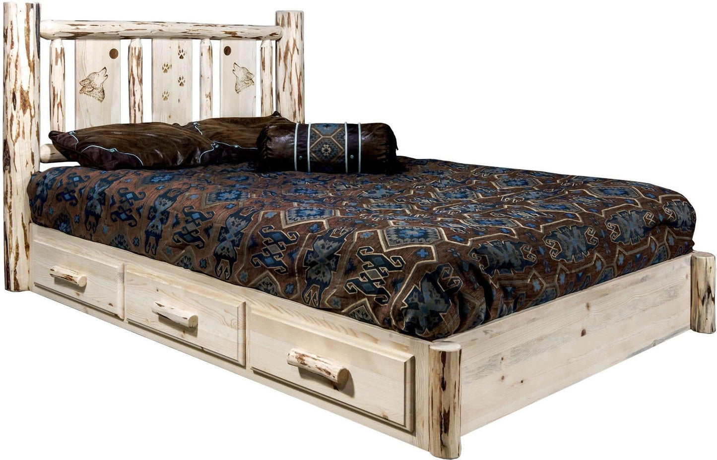 Montana Woodworks Montana Kollektion Twin Storage Platform Bett mit Lasergravur Design - Bereit zum Abschluss