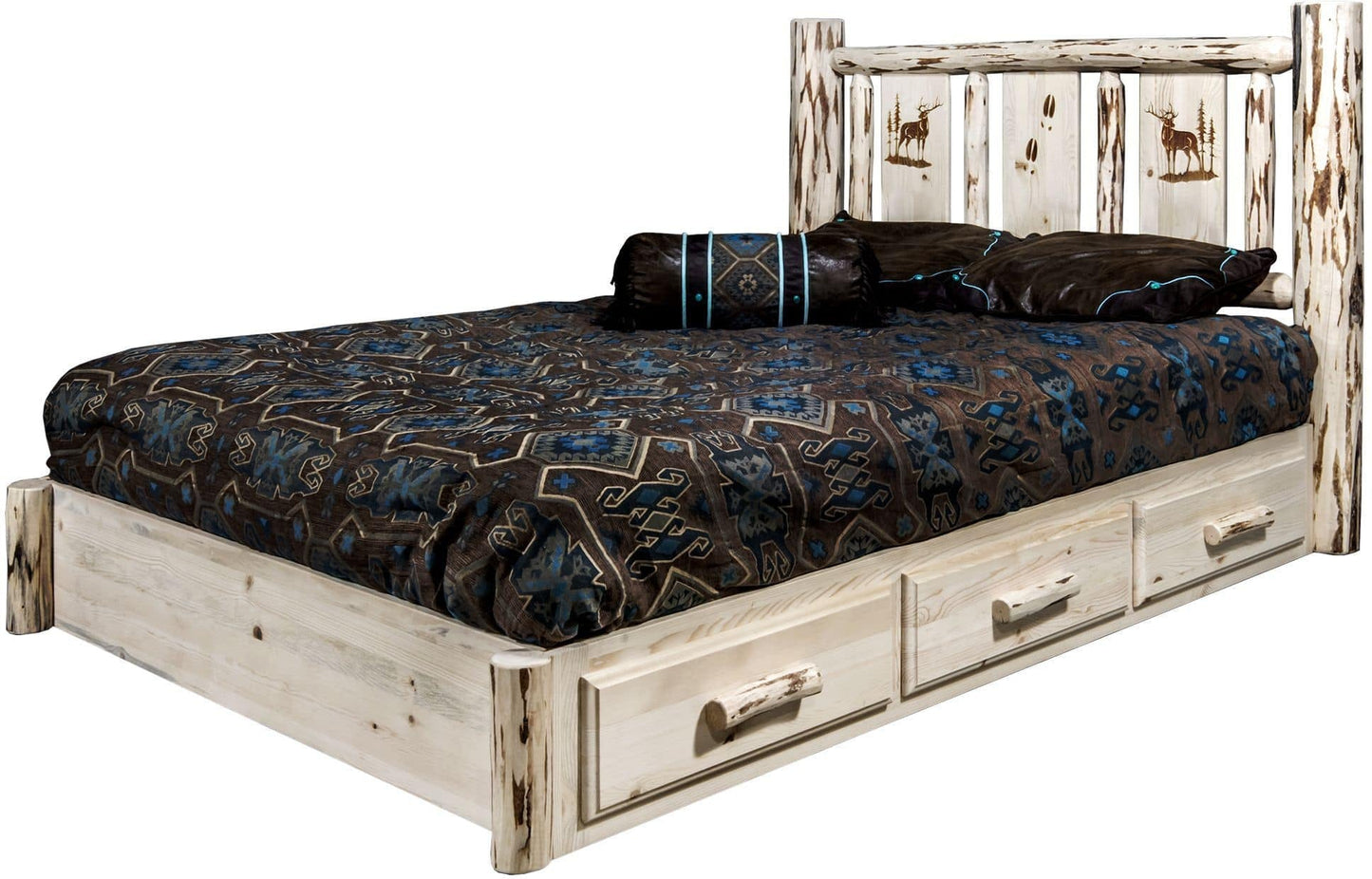 Montana Woodworks Montana Kollektion Twin Storage Platform Bett mit Lasergravur Design - Bereit zum Abschluss