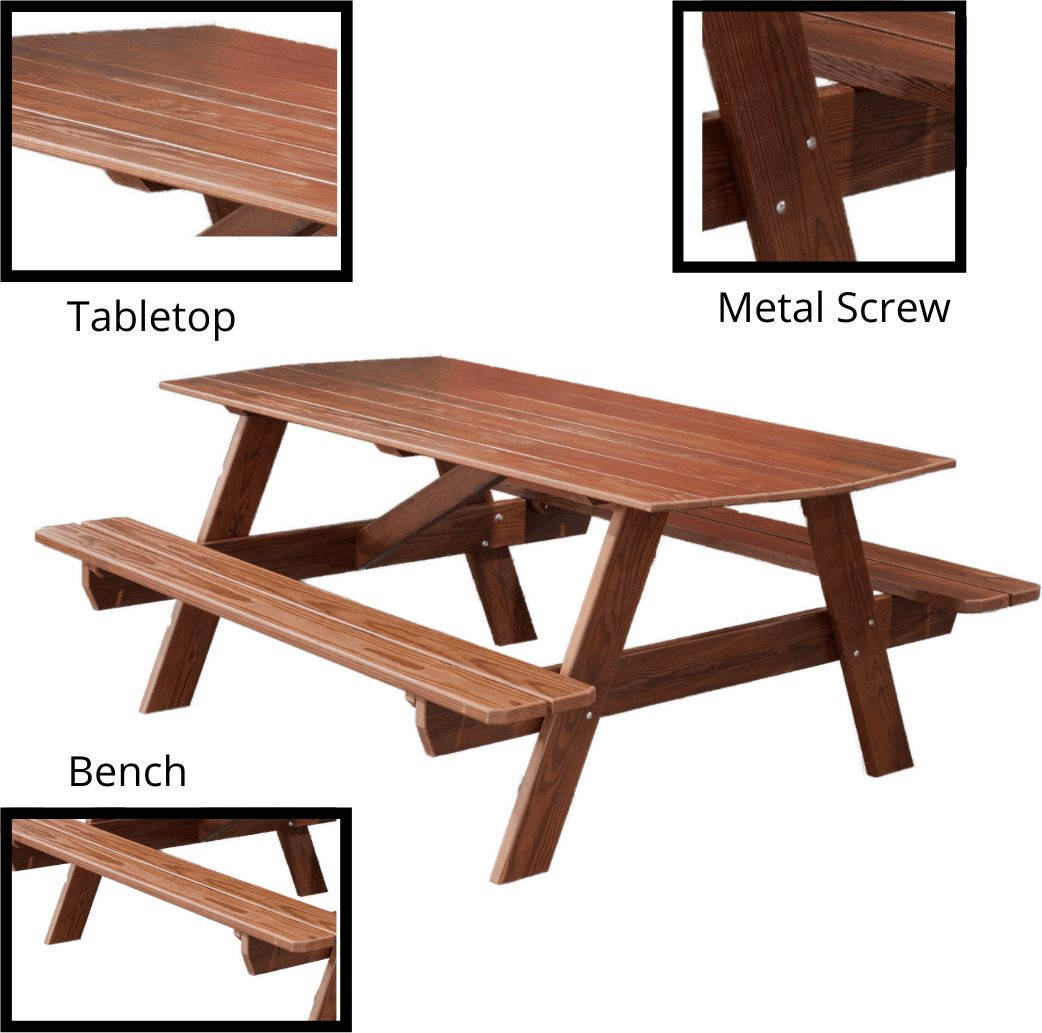 Natur Rasen & Patio 6' Holz Picknicktisch